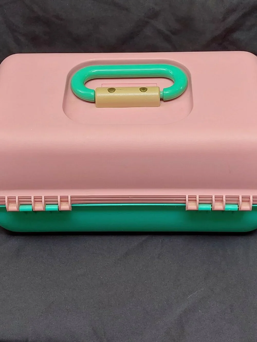 CABOODLES 90s Pink & Green Two Tier w/ Mirror Make Up Case Organizer